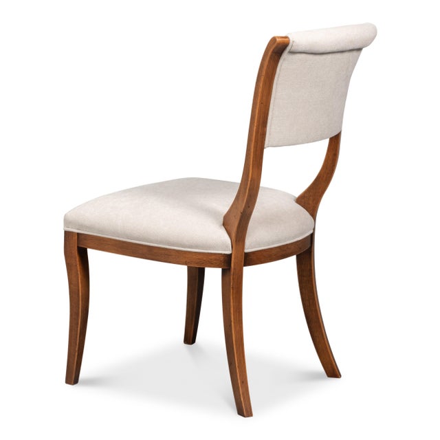 Klismos Dining Chairs in Antiqued Walnut and Cream, Sets of 2 For Sale - Image 4 of 11