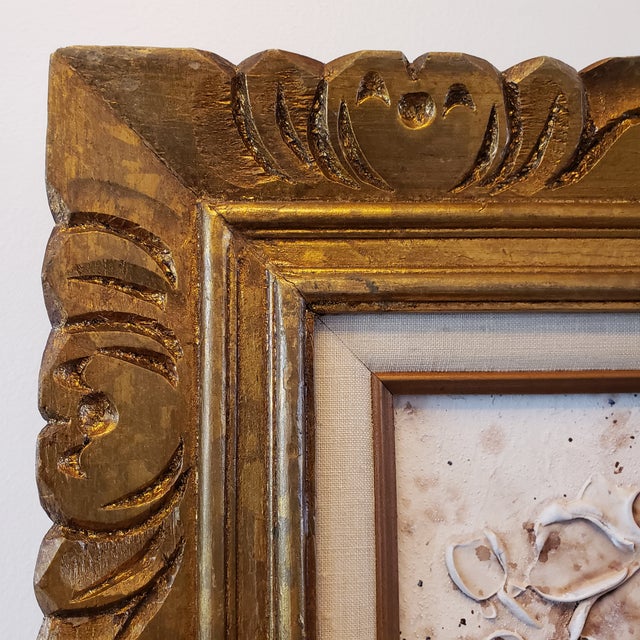 Modern 1980s Carole Gerst Katz Textured Floral Art Impasto Oil Painting in Ornate Gold Gilted Wood Frame Signed For Sale - Image 3 of 18