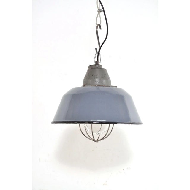 Metal Vintage Enamel Pendant Lamp, 1950s For Sale - Image 7 of 10