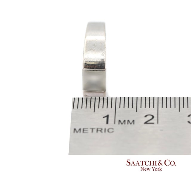 Vintage 18k (750) White Gold Original Authentic Cartier Tank Moonstone Ring, Size 5 For Sale - Image 10 of 10