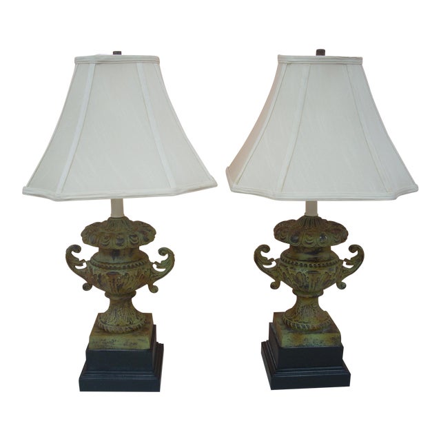 American Classical Green Ceramic Urn Table Lamps a Pair Chairish