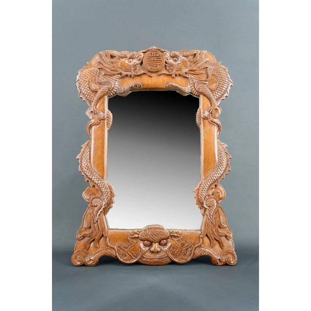 Carved Wood Dragon Mirror, Indochina, 1900s For Sale - Image 9 of 9