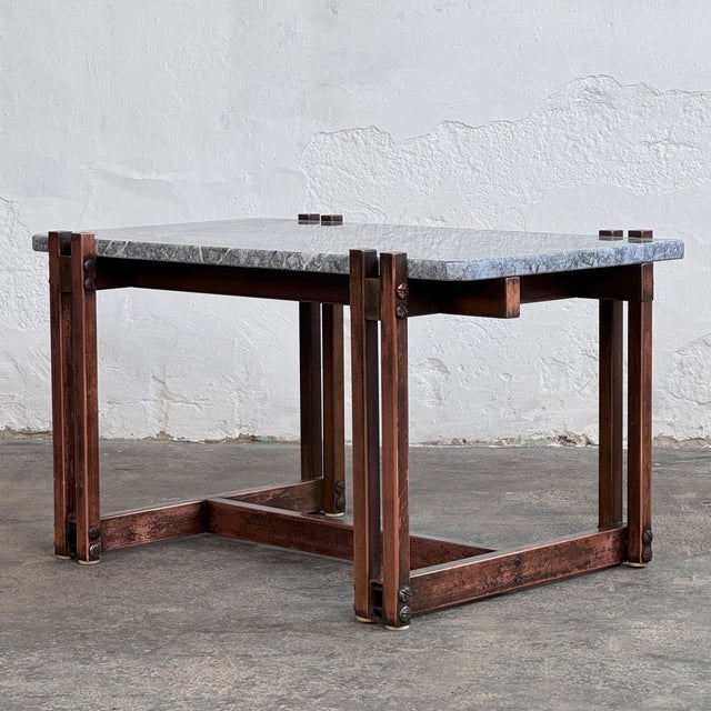 Brown Mid-Century Modern Brass and Marble Coffee Table, 1960 For Sale - Image 8 of 12