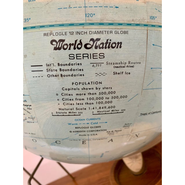 Mid 20th Century Repogle Globe on Walnut Stand With Brass Letter Rack For Sale - Image 5 of 6