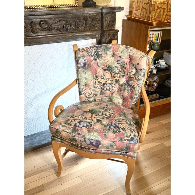 1980s Vintage 1990s Bernhardt Floral Maximalist Lounge Chair For Sale - Image 5 of 9
