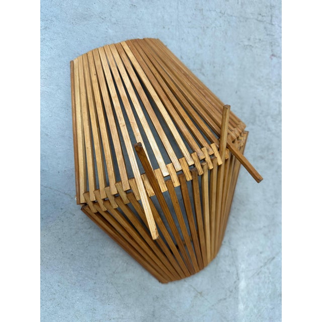 1970s Vintage Foldable Fruit Bowl in Bamboo, 1970s For Sale - Image 5 of 9