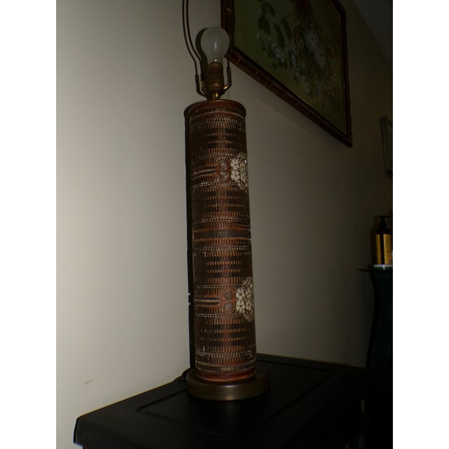 Vintage Pair Wallpaper Printing Roller Table Lamps Antique Roller Cylinder Lamps For Sale - Image 9 of 16