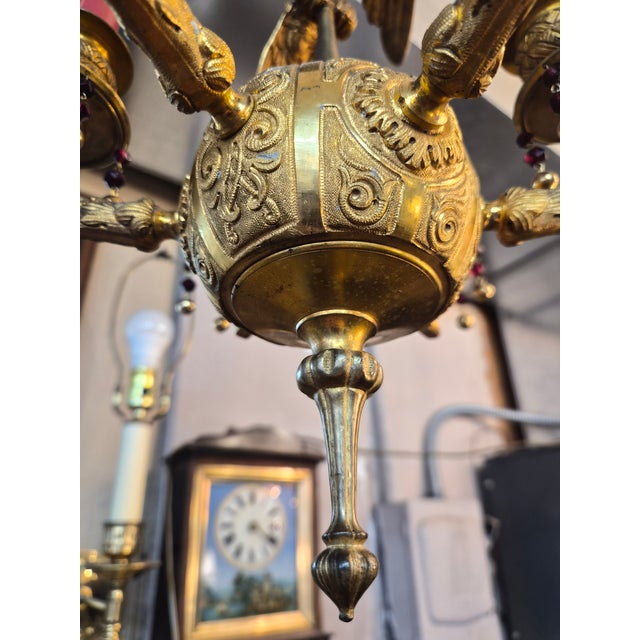 Early 1800s Gold Gilded Bronze Candle Chandelier For Sale - Image 6 of 11