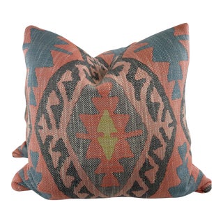 Woven Ikat in Multi 22" Pillows-A Pair For Sale