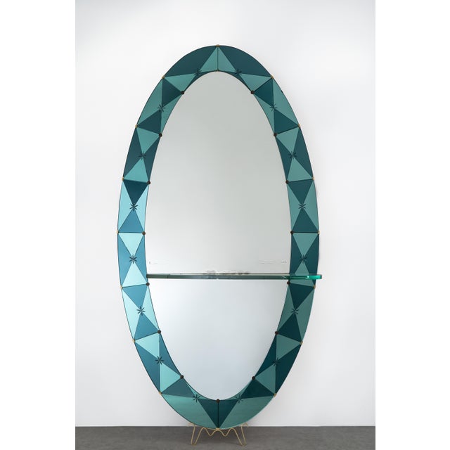 Large Oval Mirror from Cristal Art, 1950s For Sale - Image 13 of 13