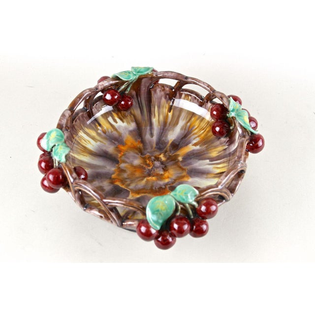 Mid-Century Ceramic Bowl with Cherries by St. Peter Ceramic, 1950 For Sale - Image 4 of 16