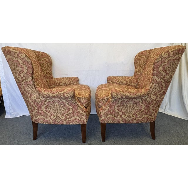 Lexington Home Brands Wing Chairs With Nailhead Trim - A Pair For Sale - Image 13 of 18