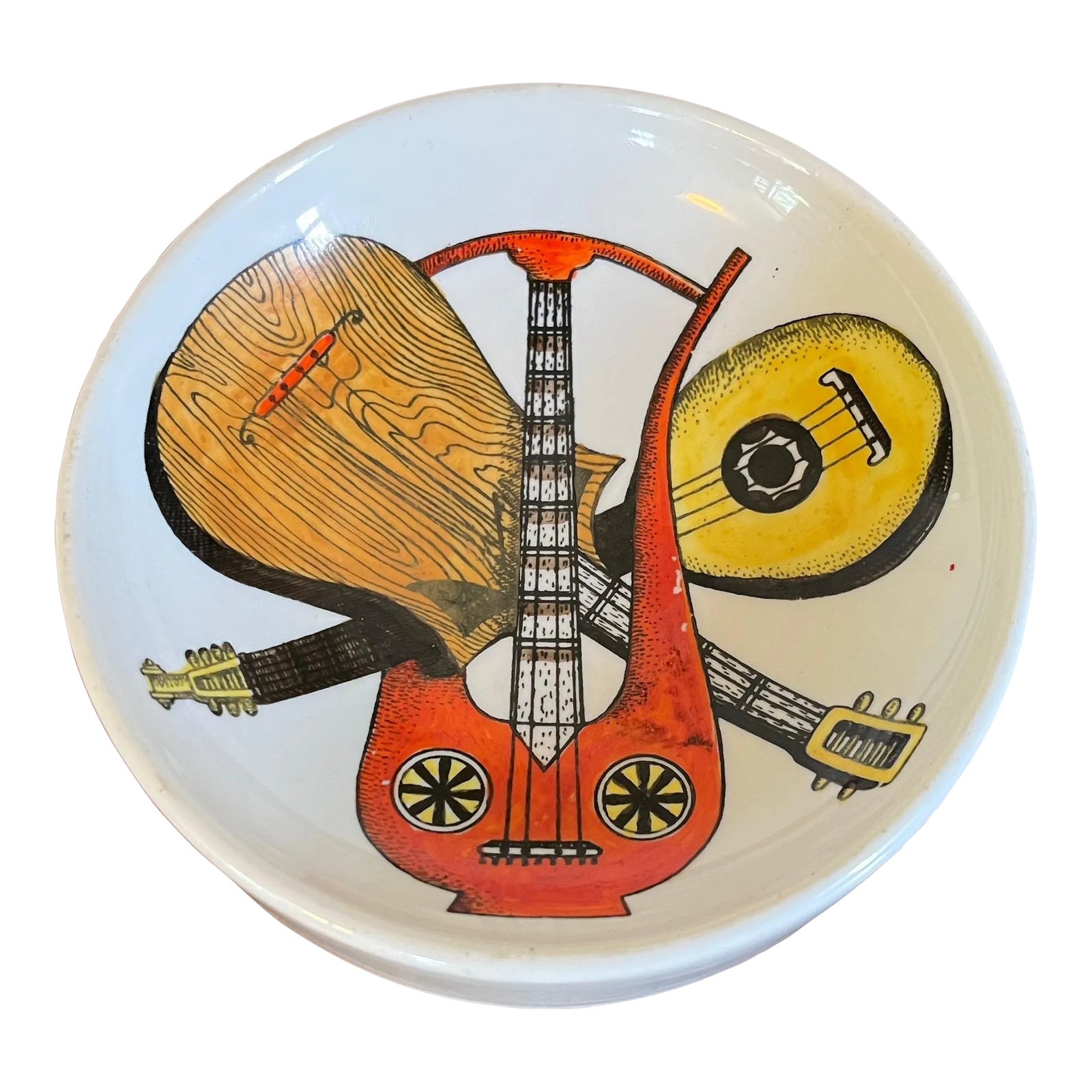 Mid-Century Modern Italian 1950's Piero Fornasetti Round Porcelain