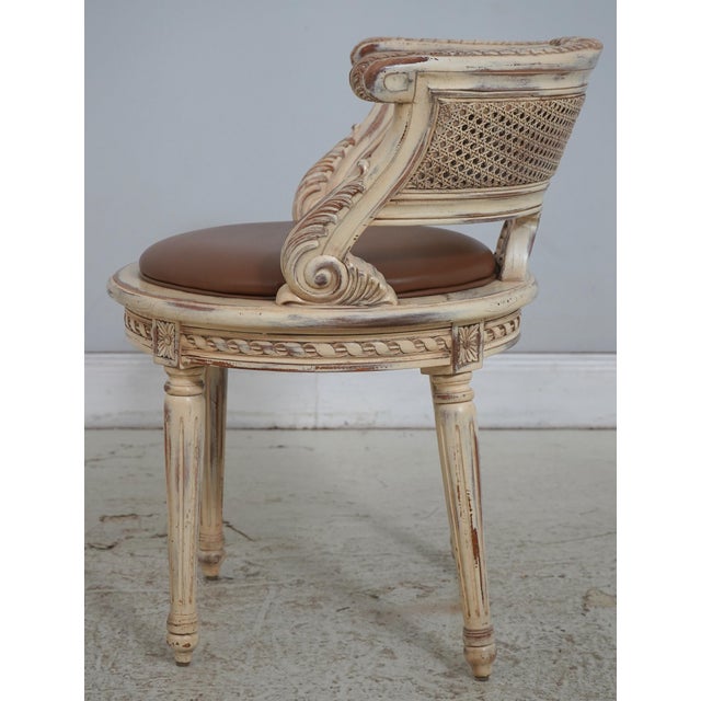French French Louis XV Cane Back Painted Vanity Stool For Sale - Image 3 of 18