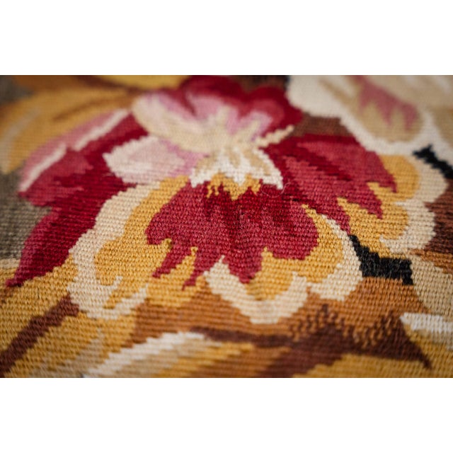9x12 Vintage Aubusson Flat Weave Wool Rug, Olive Green Star Lattice For Sale - Image 9 of 15