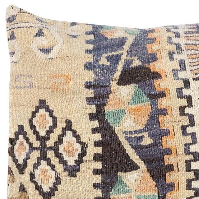 Traditional 15"x15" Handwoven Kilim Cushion Cover. Vintage Accent Pillow. Wool Throw Pillow For Sale - Image 3 of 4