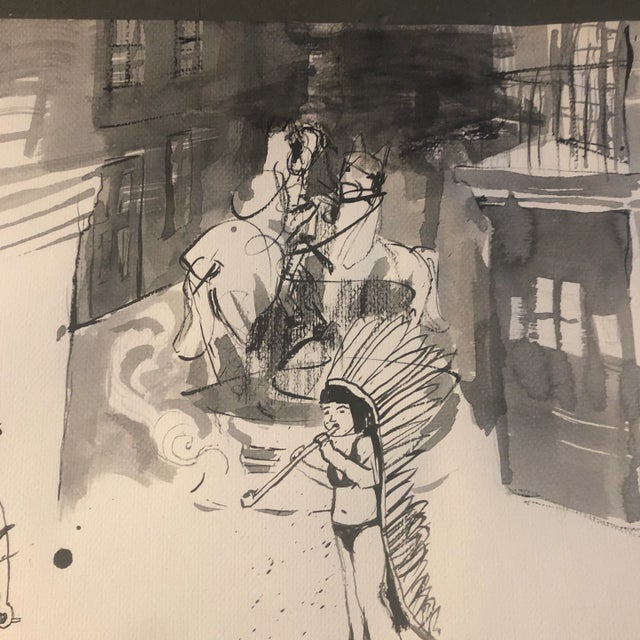 Abstract Original Vintage Abstract Surrealist Watercolor Painting 1970’s For Sale - Image 3 of 6