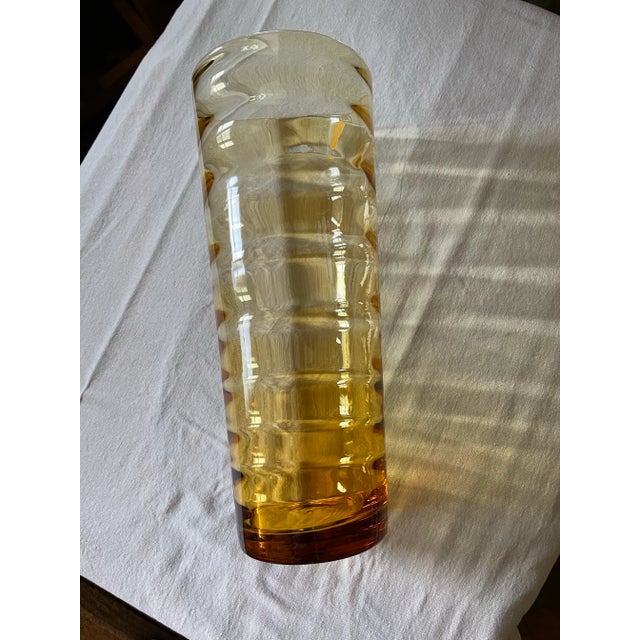 Glass Mid 20th Century Italian Amber Swirl Tall Vase For Sale - Image 7 of 7