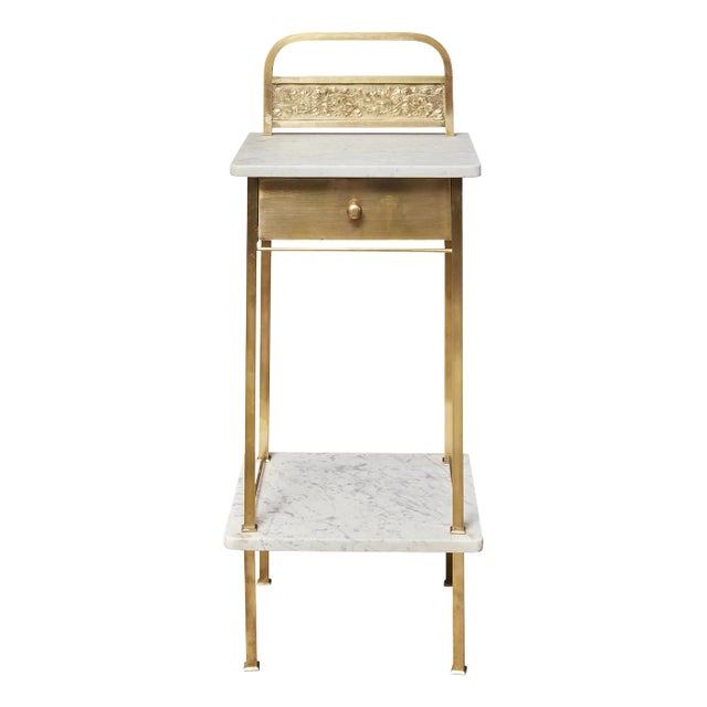 French Marble and Brass Night Stand For Sale