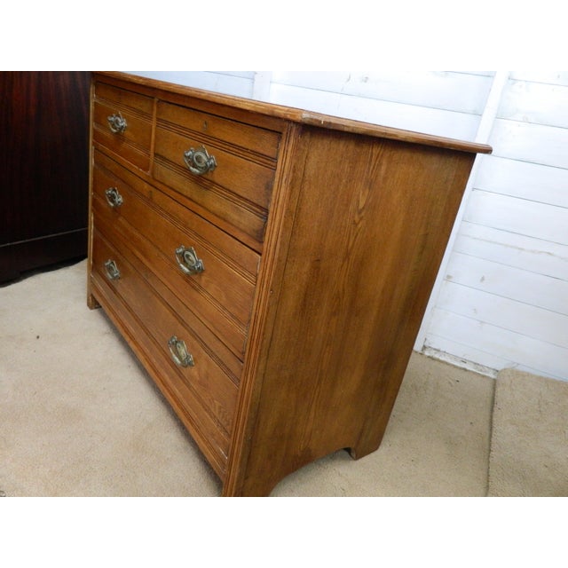 Wood Edwardian Oak Chest of Drawers, 1890s For Sale - Image 7 of 18