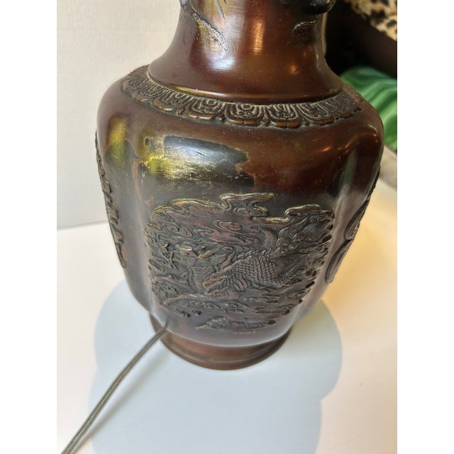 Late 19th Century Late 19th Century Japanese Meiji Bronze Vase Lamp For Sale - Image 5 of 11