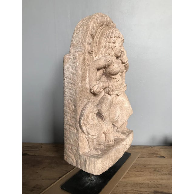 Metal Mid 20th Century South Asian Sandstone Sculpture of Dancing Hindu Goddess For Sale - Image 7 of 12