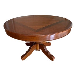 Grange Round Round Pedestal Table With Self-Storing Leaves For Sale