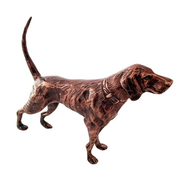 Modern Antique Copper Finish Metal Dog Sculptures For Sale - Image 3 of 7