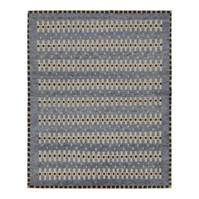 Rug & Kilim’s Scandinavian Style Rug in Blue With Geometric Patterns For Sale