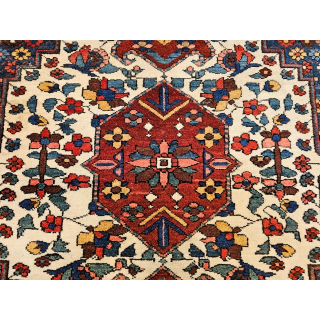 Vintage Persian Bakhtiari Bibibaft Rug, Hand-Knotted Wool, Geometric Medallion Design, Vegetable Dyes, Navy & Red, 5x7 For Sale - Image 17 of 18