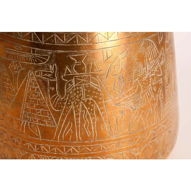 1900 - 1909 Hand Etched Egyptian Brass Vessel Jardiniere, 19th Century For Sale - Image 5 of 13