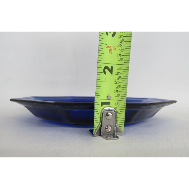 Glass Deep Cobalt Blue Glass Plate 8 Sided Octagonal Small Dish Geometric Style 4879b For Sale - Image 7 of 10