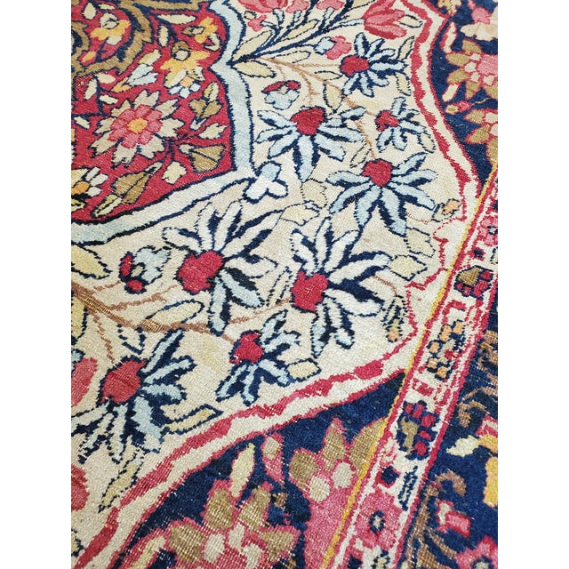 Antique Persian Lavar Kerman Carpet, Traditional, Soft, Gold, Ivory, Blue, Green For Sale - Image 4 of 18