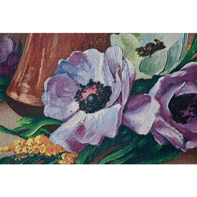 P. Fruet, Anemones and Mimosa, 1920s, Oil on Canvas, Framed For Sale - Image 4 of 9