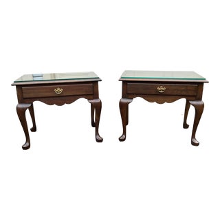 Late 20th Century Pennsylvania House Limited Edition Solid Cherry Wood Petite Side Tables - a Pair For Sale