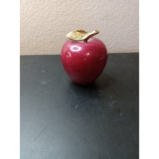 GORGEOUS Alabaster 4" Red Apple Paperweight From Italy This beautiful Alabaster paperweight in the shape of a red apple is...