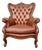 French Louis XV Style Chair in Carved Walnut and Patinated Leather, 1890s For Sale
