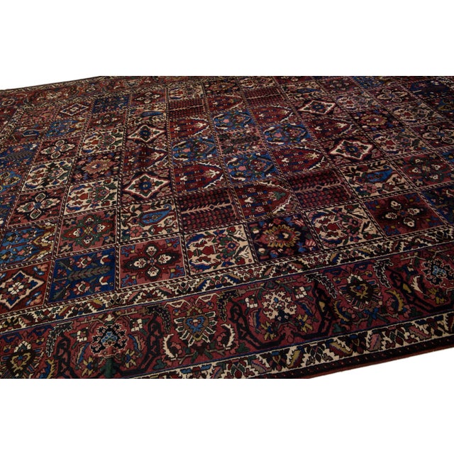 1920s Handmade Antique Persian Bakhtiari Wool Rug With Allover Multicolor Design For Sale In New York - Image 6 of 7