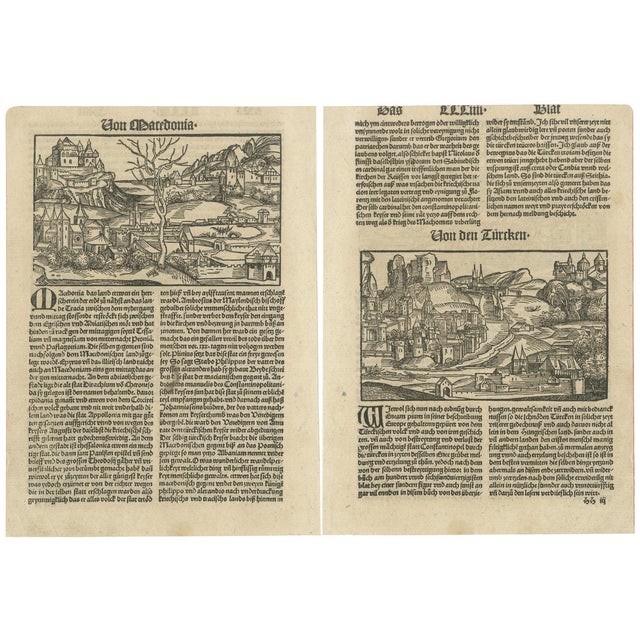 Woodcuts of Macedonia and the Turks from the Nuremberg Chronicle, 1493, Paper For Sale