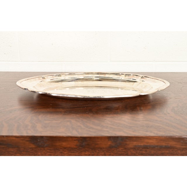 Victorian Tiffany & Co. Antique English Victorian Silverplate Serving Tray For Sale - Image 3 of 10
