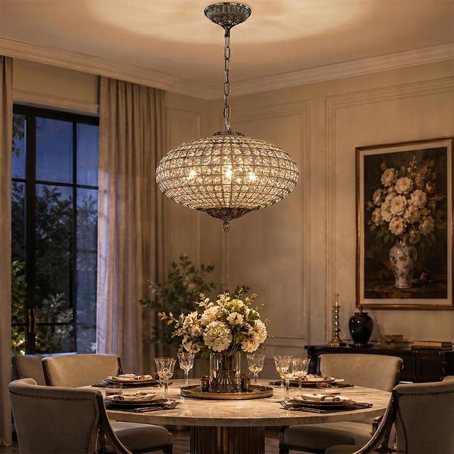 Aloadecor 17 Inch 3-Light Antique Bronze With Vintage Patina Dimmable Retro French Handcrafted Crystals Chandelier With Adjustable Chain For Sale In Houston - Image 6 of 8