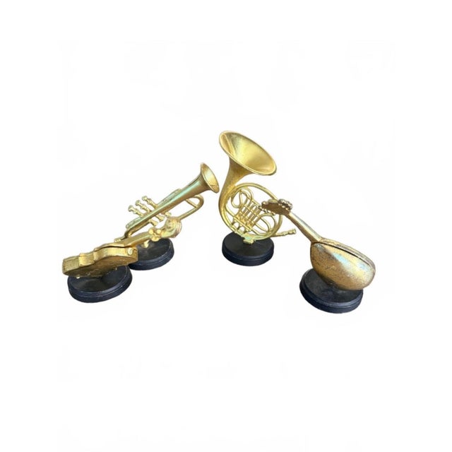 1990s Vintage Cast Metal Musical Instrument Place Card Holders - Set of 4 For Sale - Image 4 of 7