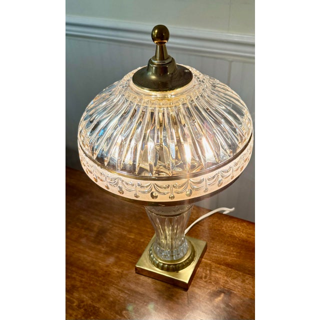 Metal Crystal Hollywood Regency Boudoir Lamp For Sale - Image 7 of 12