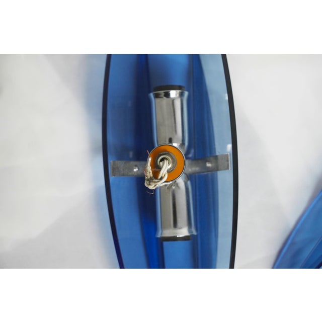 Mid-Century Modern Italian Faceted Blue Glass Veca Wall Sconces by Fontana Arte, 1980s, Set of 2 For Sale - Image 10 of 13