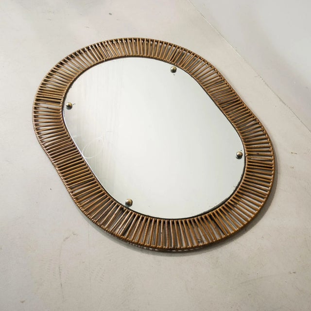 Wood Italian Wrought Iron Bamboo Mirror Frame, 1950s For Sale - Image 7 of 9
