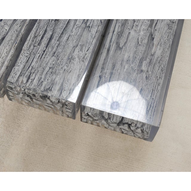 Timothy Oulton Glacier Coffee Table Burnt Timber in Lucite 6 Ft For Sale - Image 14 of 18