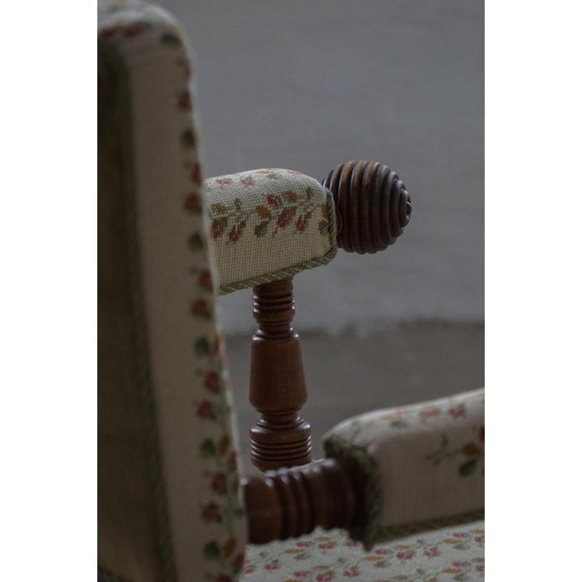Danish Modern Armchair in Turned Wood with Floral Upholstery, Early 20th Century, 1930s For Sale - Image 13 of 18