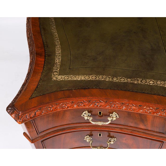 Antique 20th Century Flame Mahogany Serpentine Partners Pedestal Desk, 1890s For Sale - Image 5 of 18