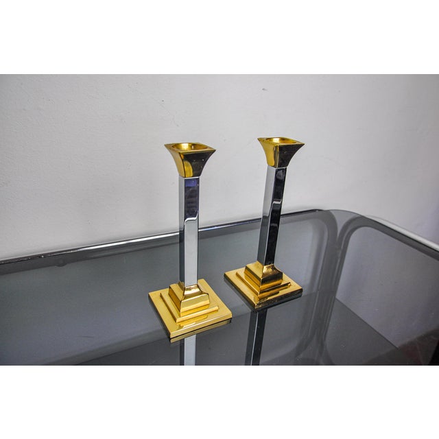 Hollywood Regency Regency Candlesticks by Art3, 1970, Set of 2 For Sale - Image 3 of 8