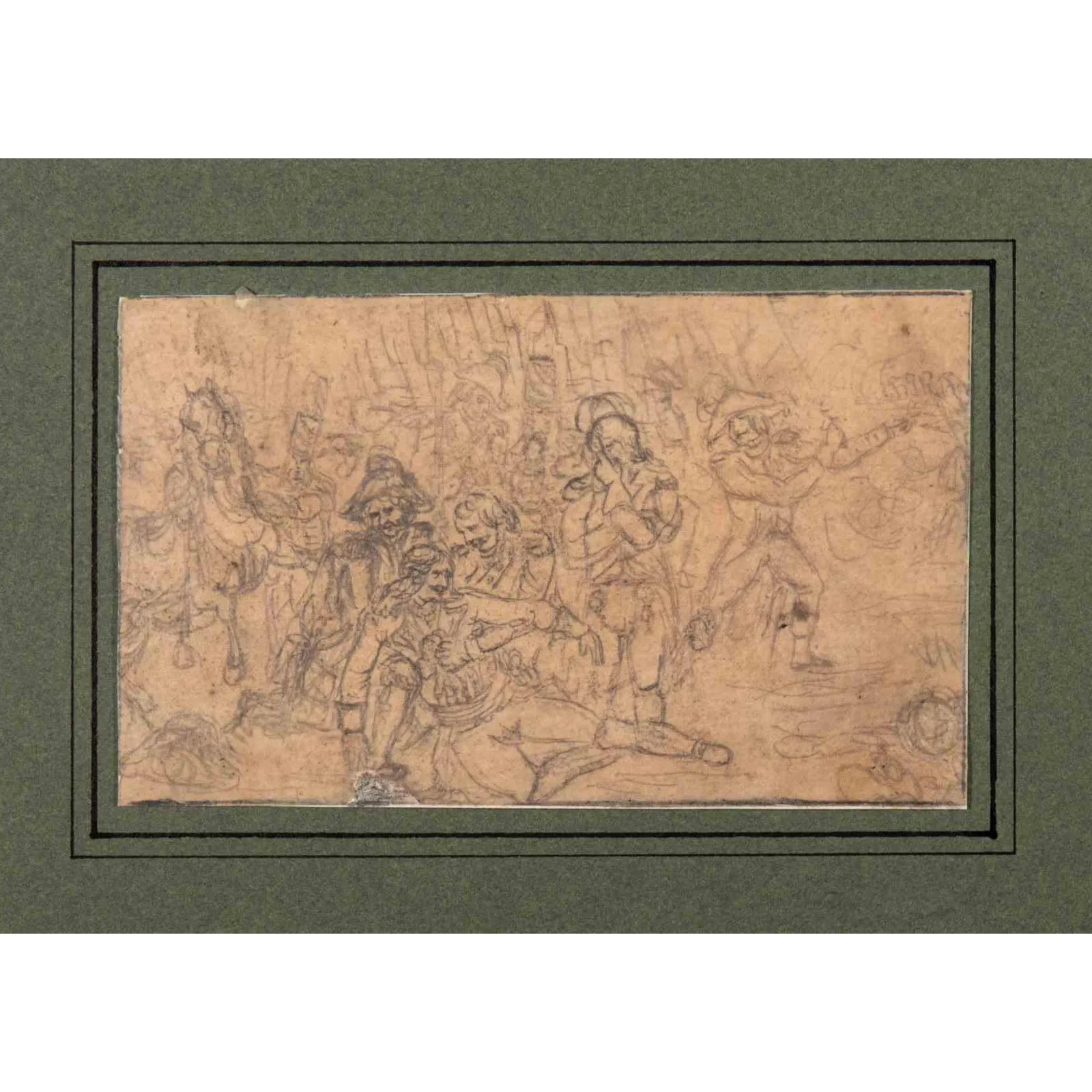 Denis Auguste Marie Raffet, Figures, Original Drawing, Mid-19th-Century ...